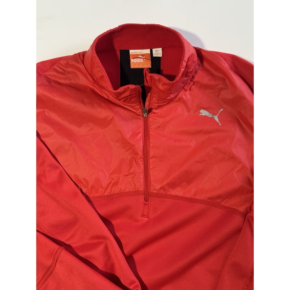 Puma Sport‎ Lifestyle Quarter Zip Pullover Top Athletic Warm Up Red Size Large